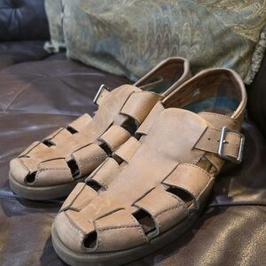 Sperry Men's Tan Leather Fisherman Sandals with Buckle